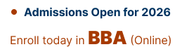 Admission Open