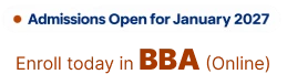 Admissions Open for January 2027